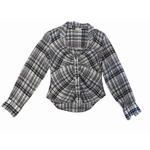 Pilcro Black and White Plaid Button-Down Shirt